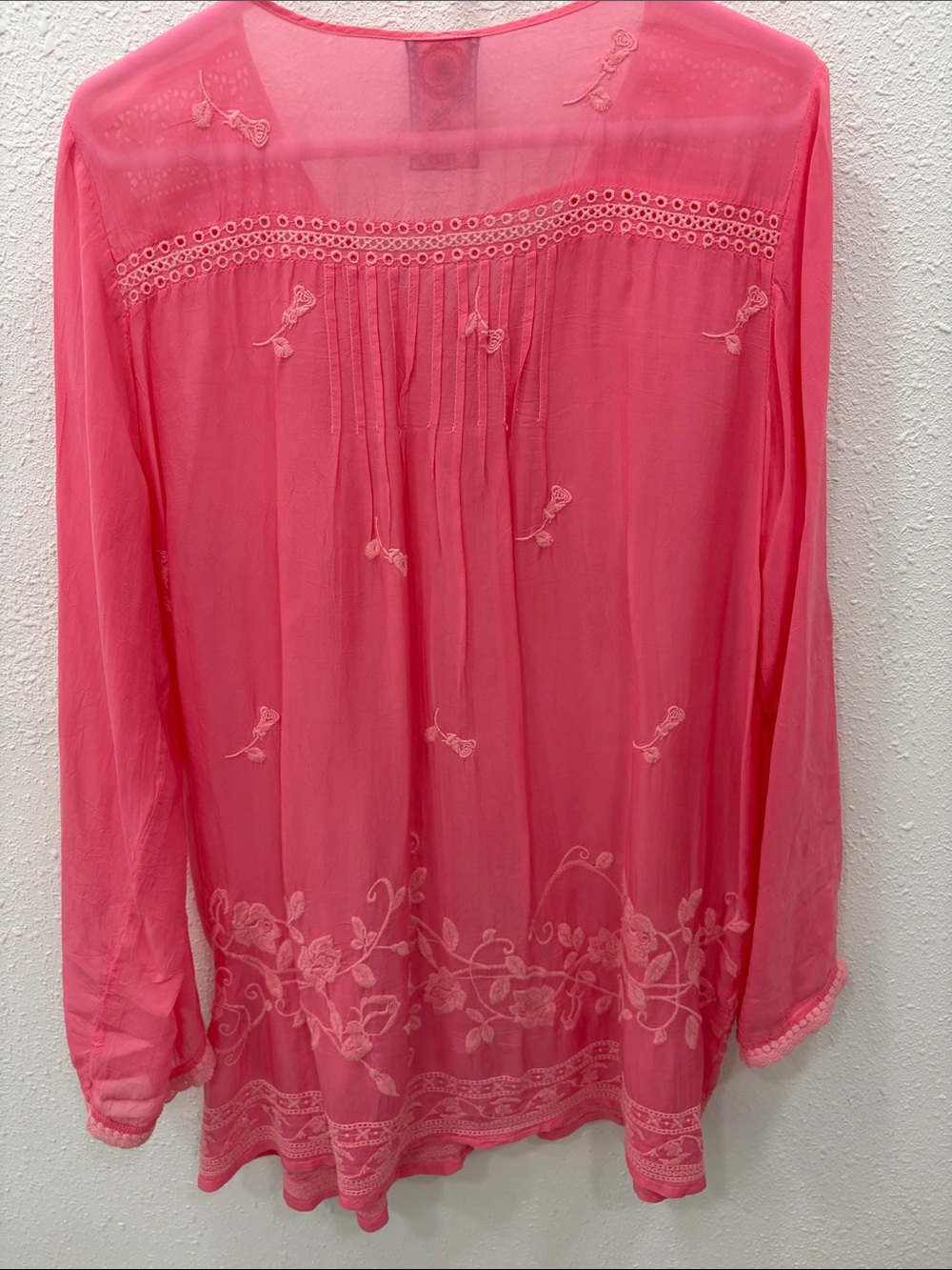 Johnny Was Pink Embroidered Sheet Peasant Tunic - Picture 5 of 5